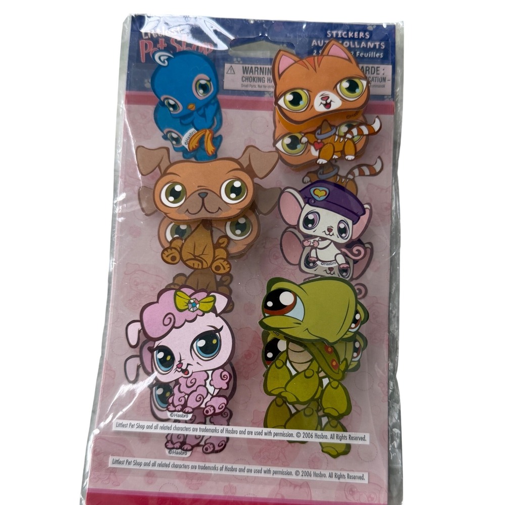 Vintage 2006 Littlest Pet Shop 3D  Stickers 2 Sheets American Greetings Hasbro
